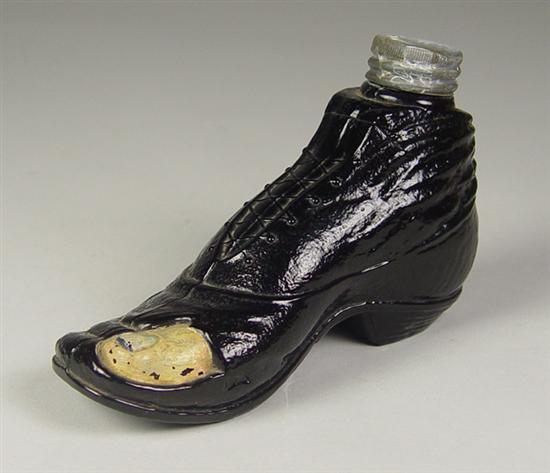 Appraisal: Figural Shoe Bottle Circa 's to early 's Nearly black