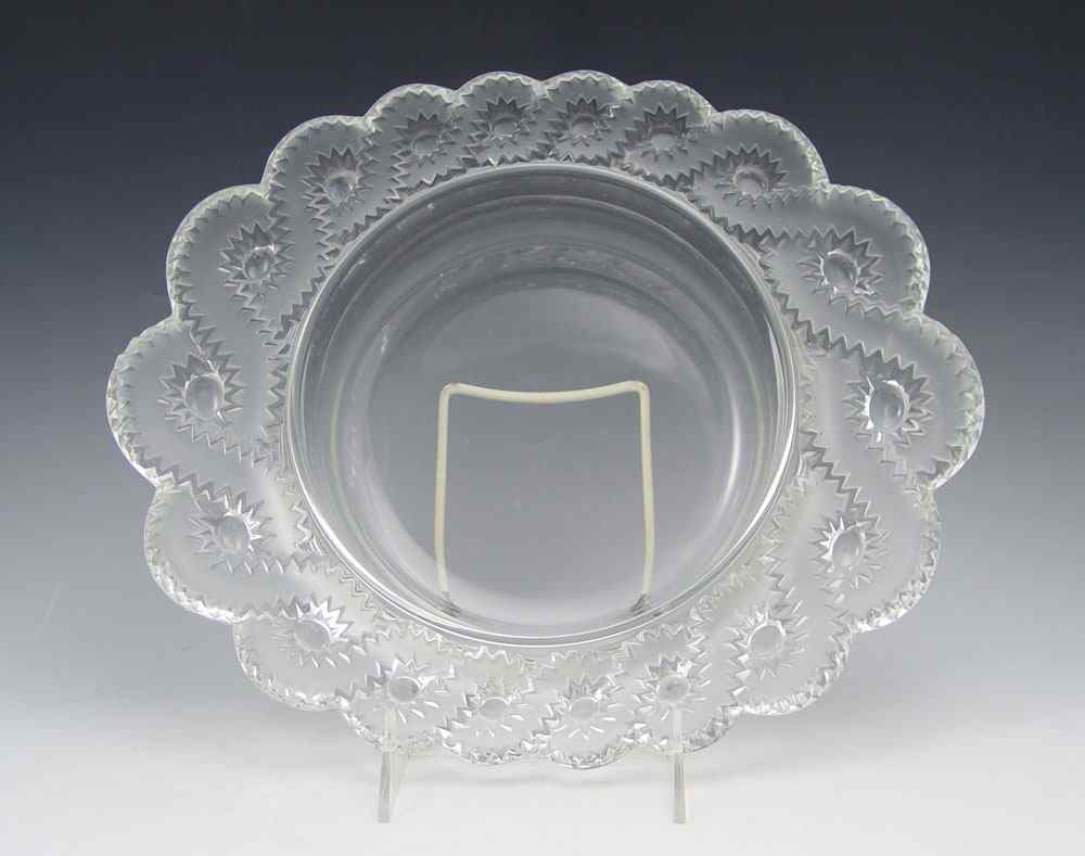 Appraisal: LALIQUE FRENCH CRYSTAL BOWL Frosted and clear signed Lalique Cristal