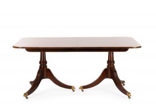 Appraisal: Baker Mahogany Double Pedestal Dining Table Baker Furniture American -