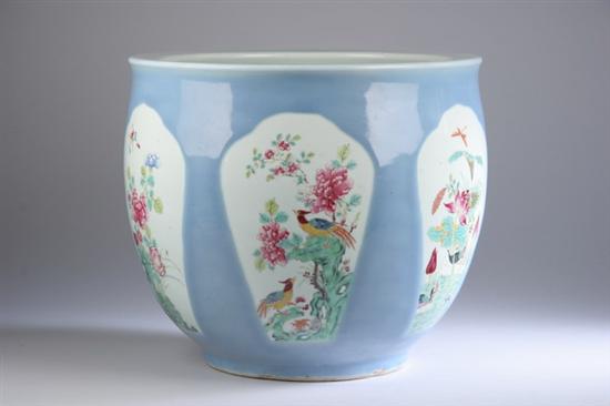 Appraisal: CHINESE FAMILLE ROSE PORCELAIN JARDINI RE Floral decoration on clair-de-lune