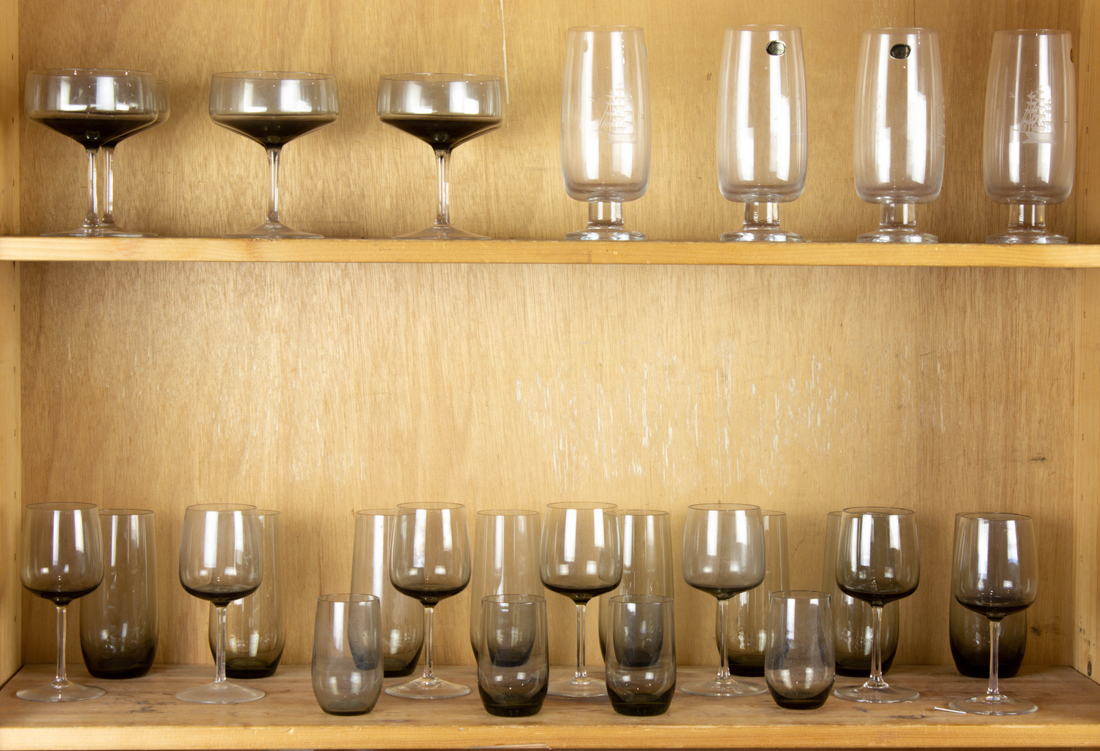 Appraisal: LOT OF SUITE OF MODERN SMOKED AND CLEAR GLASS STEMWARE