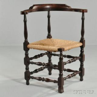 Appraisal: Cherry Roundabout Chair New England c th century with shaped