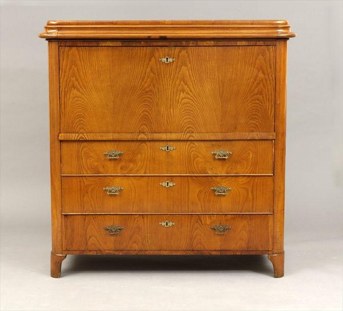 Appraisal: Biedermeier-Style Pinewood Fall-Front Secretary x x in