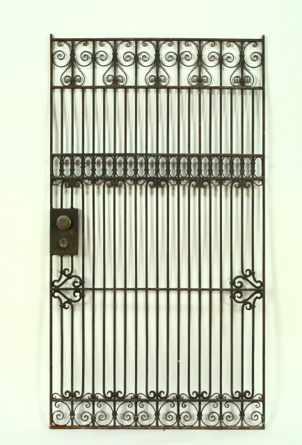 Appraisal: Collection of Six Large Wrought-Iron Fence Panels and Gates early