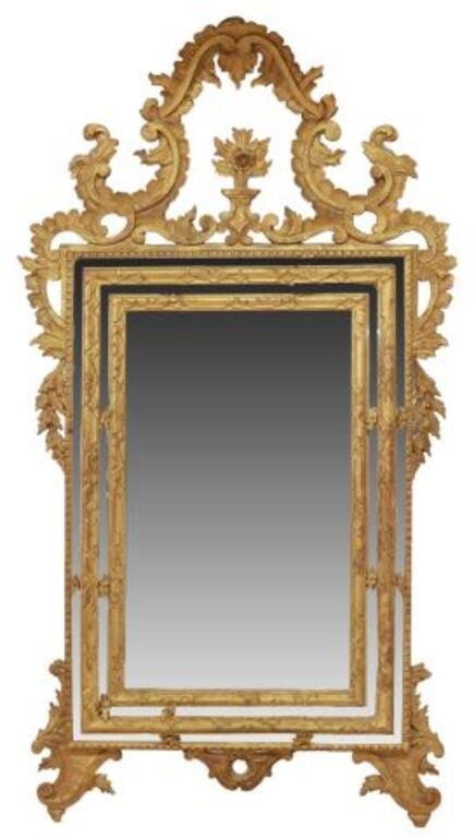 Appraisal: Italian Louis XV style giltwood cushion wall mirror th c