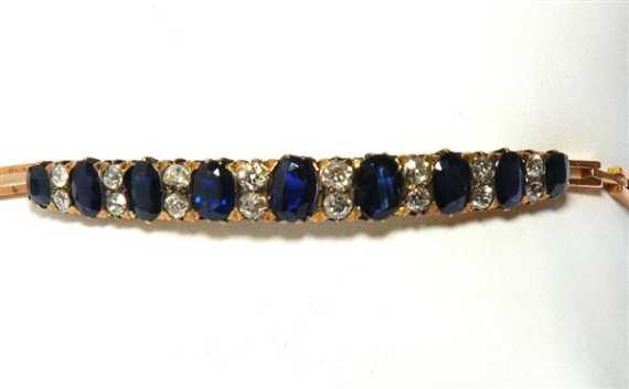 Appraisal: SAPPHIRE AND DIAMOND BRACELET end of the th century Red