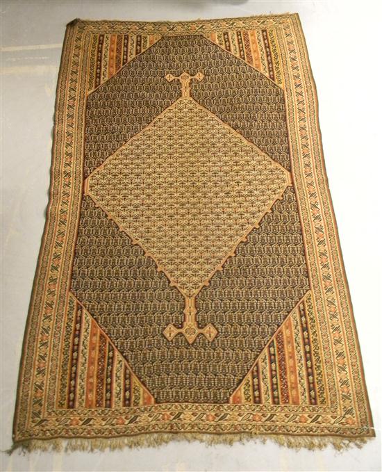 Appraisal: Antique Persian Senna Kilim ' x ' classic ivory medallion