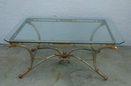 Appraisal: Gilt Metal Steel Claw Foot Coffee Table with Eagles From