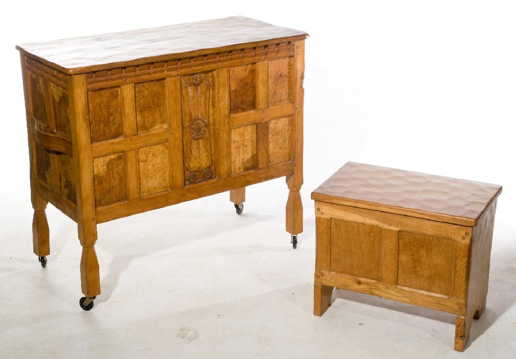 Appraisal: THOMAS GNOMEMAN WHITTAKER OAK SMALL COFFER the rectangular top above