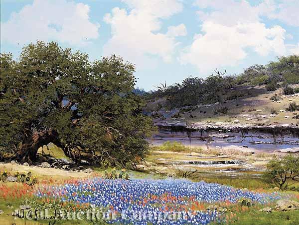 Appraisal: William A Slaughter Texas California - Bluebonnets by the River