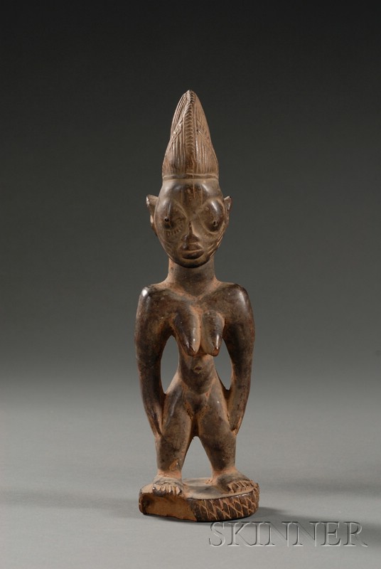 Appraisal: African Carved Wood Ibeji Doll Yoruba the female form with