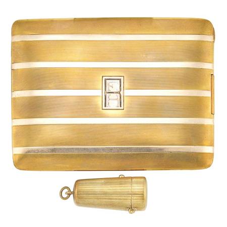 Appraisal: Two-Color Gold Cigarette Case Cartier and Holder and Case Estimate