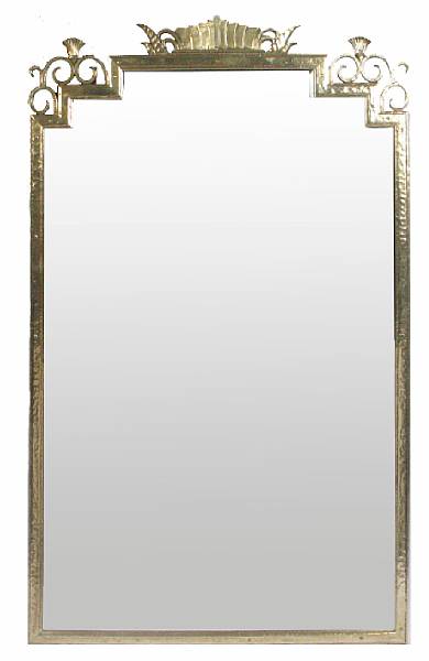 Appraisal: A large metal mounted mirror height ft in width in