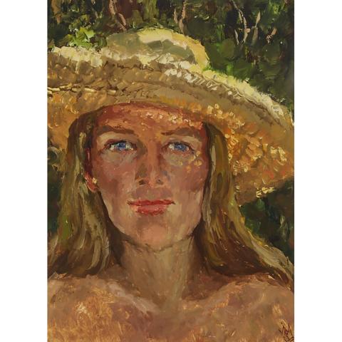 Appraisal: Ivan Sergeevich Komarovsky - PORTRAIT GIRL IN A HAT Russian