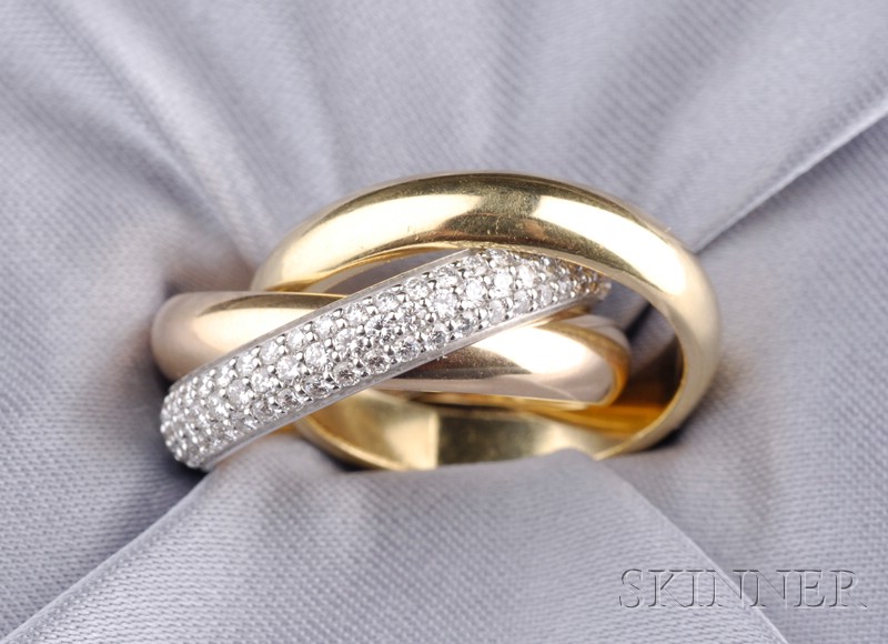 Appraisal: kt Tricolor Gold and Diamond Trinity One Ring Cartier France