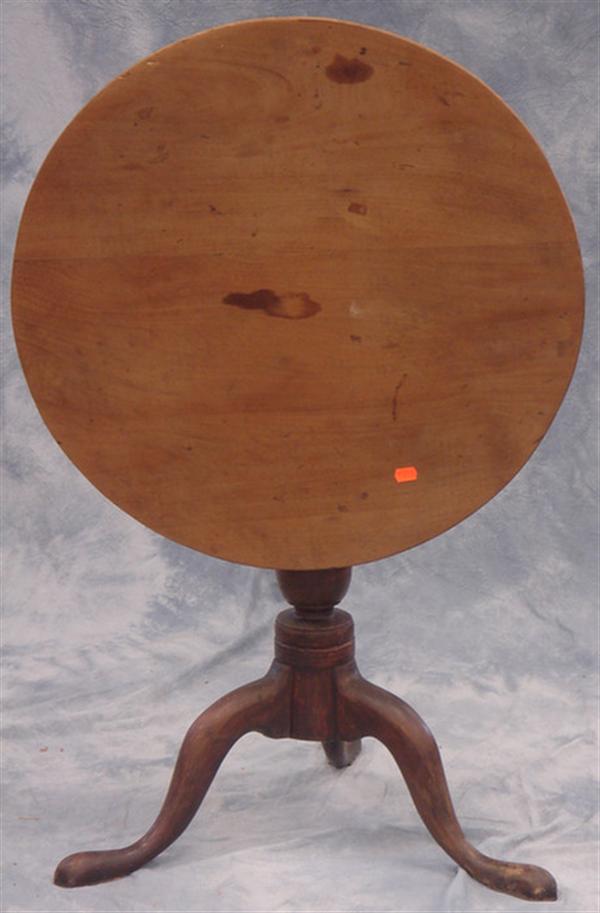 Appraisal: Mahogany queen Anne tilttop candlestand flat edge scrubbed top d