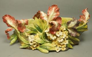 Appraisal: Large Sculptural CAPODIMONTE Italian Center Bowl dimensional iris flowers on