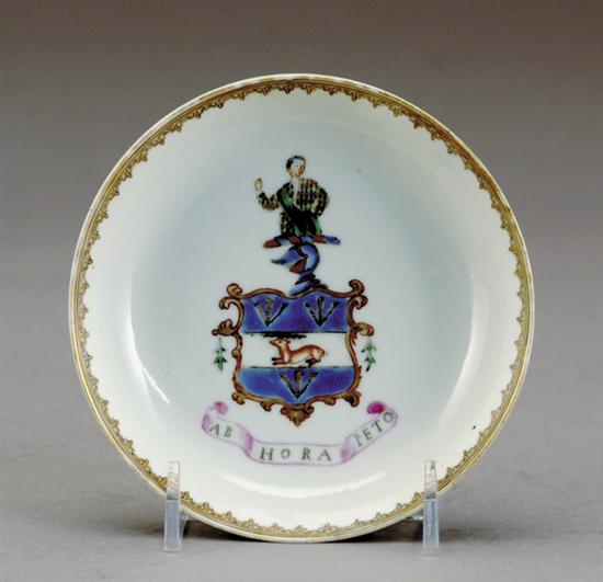 Appraisal: Chinese Export porcelain armorial saucer circa gilt spearhead frieze centering