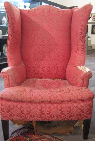 Appraisal: Chippendale style mahogany straightleg wing chair H in Descriptions provided