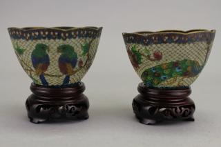 Appraisal: Chinese Plique A Jour Bowls on stand Height in