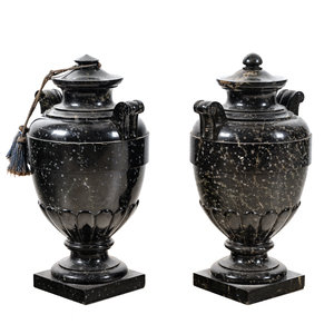 Appraisal: A Pair of Continental Marble Urns th Century Height x