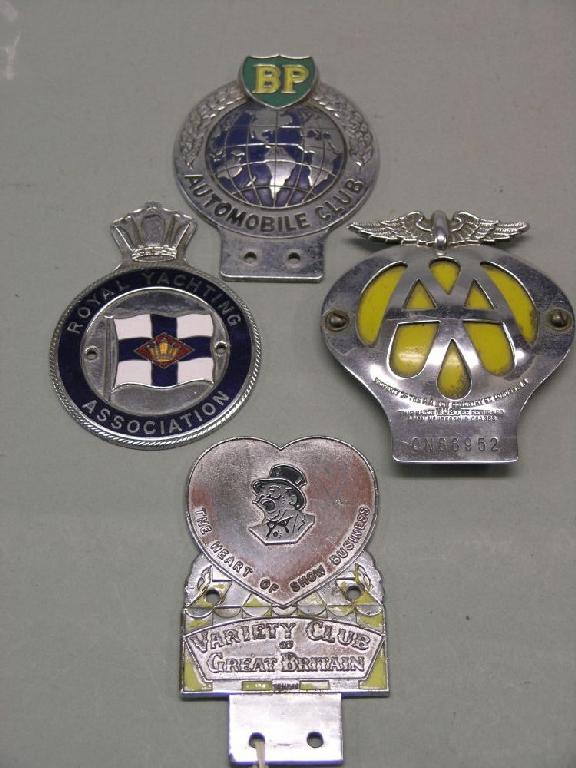 Appraisal: Four chromium car badges AA BP Royal Yachting Association and