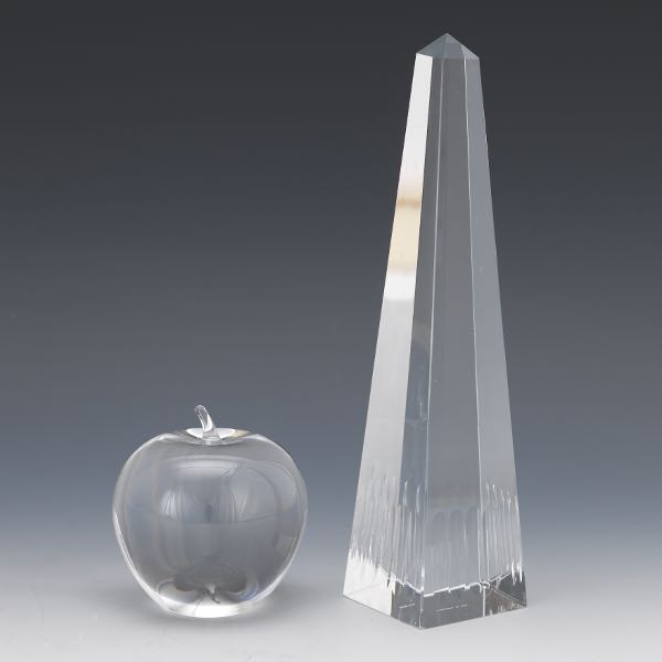 Appraisal: TIFFANY CO CRYSTAL OBELISK AND FORBIDDEN FRUIT APPLE Classical form