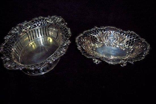 Appraisal: A bonbon dish of oval shape with scrolling rim and