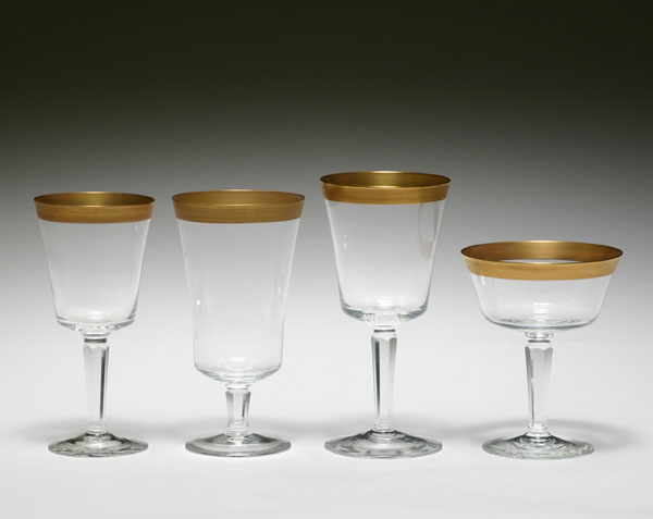 Appraisal: Lenox glass stemware with gilt trim pcs Water goblet H