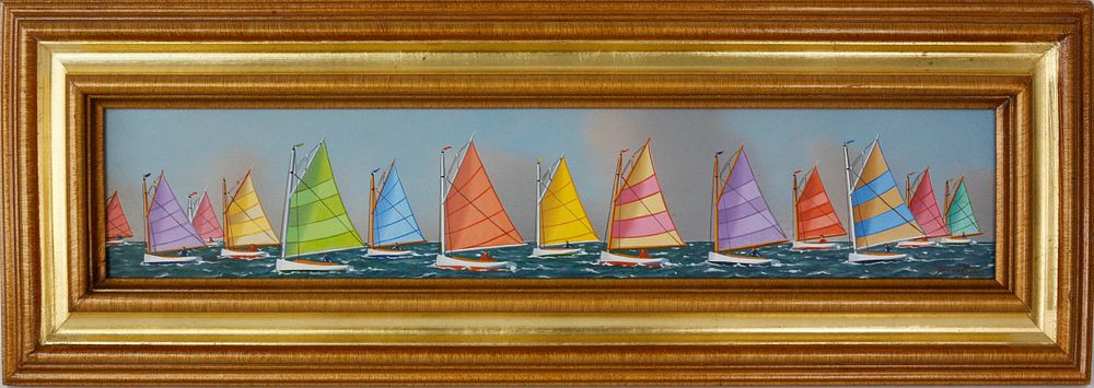 Appraisal: Jerome Howes Oil on Panel Nantucket Rainbow Fleet Jerome Howes