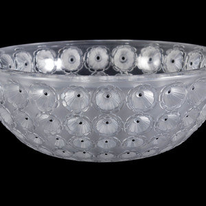 Appraisal: A Lalique Nemours Bowl Post- mold-blown and enameled glass acid-etched