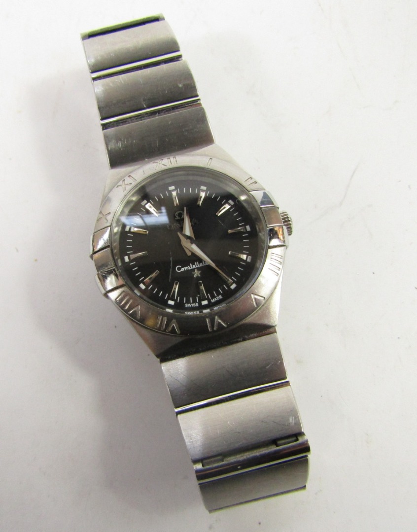 Appraisal: An Omega lady's Stainless Steel cased Constellation wristwatch circular black