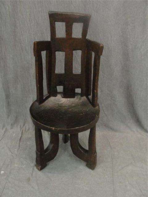 Appraisal: African Carved Wood High Back Chair From an East th