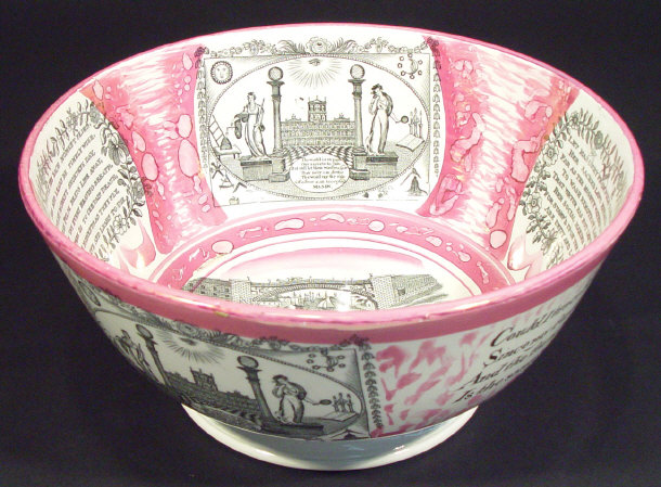 Appraisal: Large Victorian Sunderland lustre china bowl printed in black with