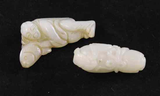 Appraisal: Two Chinese pale celadon jade figures the first carved as