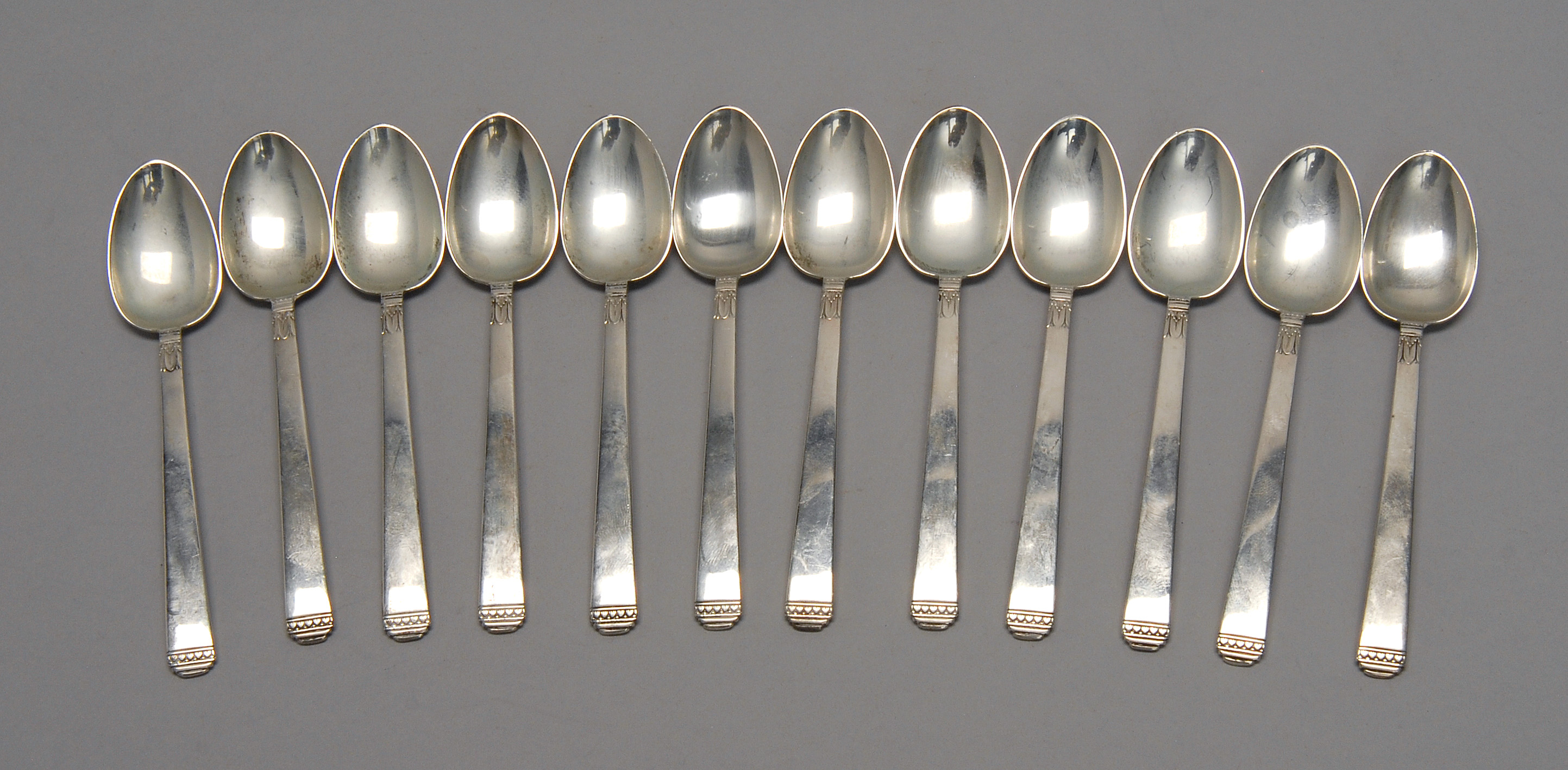 Appraisal: SET OF TWELVE STERLING SILVER DEMITASSE SPOONS BY LUNT Approx