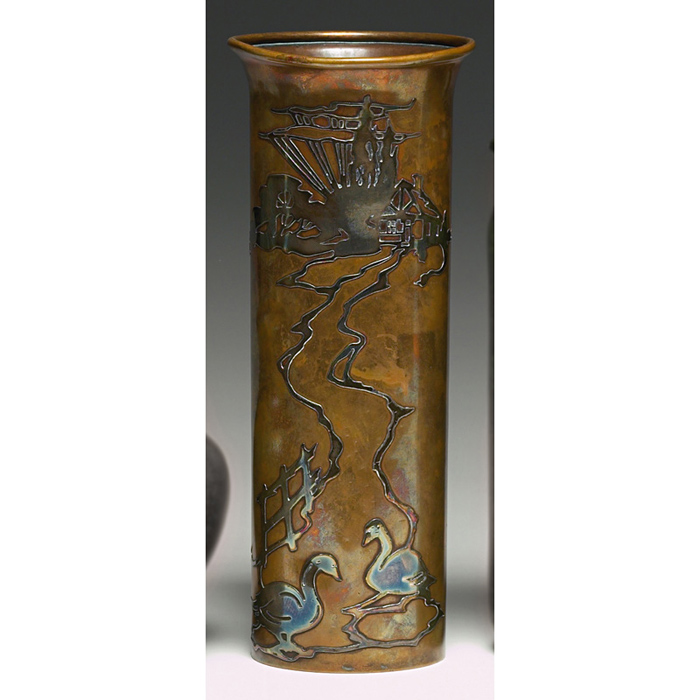 Appraisal: Heintz vase attribution sterling on bronze applied design of a