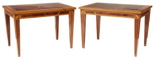 Appraisal: pair Rosewood inlaid side tables th c having rectangular matched