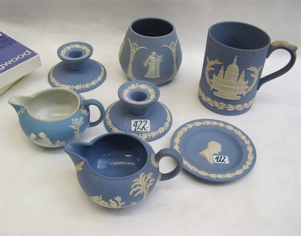 Appraisal: TEN PIECES OF JASPERWARE QUEENSWARE includes Wedgwood of Etruria Barlaston