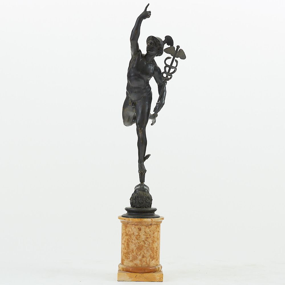 Appraisal: After Giambologna Early Bronze Sculpture of Mercury After Giambologna -