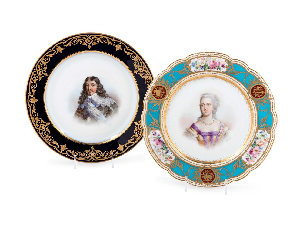 Appraisal: Two Sevres Style Painted and Parcel Gilt Porcelain Plates Two