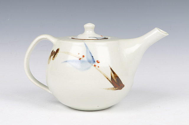 Appraisal: Geoffrey Whiting British - at Avoncroft PotteryTeapotporcelain decorated with grass