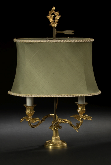 Appraisal: French Gilt-Brass Two-Light Bouillotte Lamp third quarter th century in