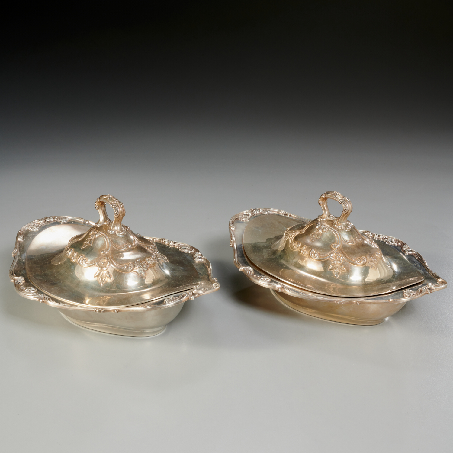 Appraisal: PAIR GORHAM STERLING COVERED VEGETABLE DISHES th c American Chantilly