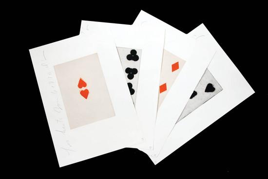 Appraisal: Donald Sultan b playing cards the portfolio containing aquatints printed