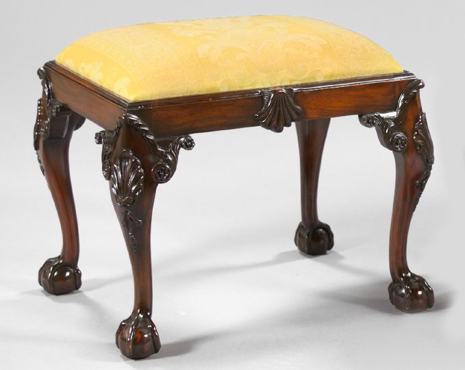 Appraisal: George III-Style Mahogany Stool the padded rectangular top above a