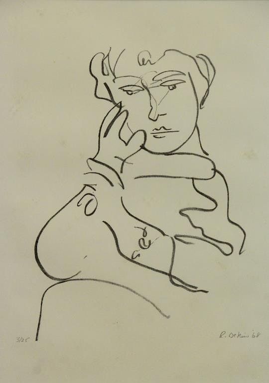 Appraisal: DE NIRO SR Robert Lithograph Woman Pencil signed and dated