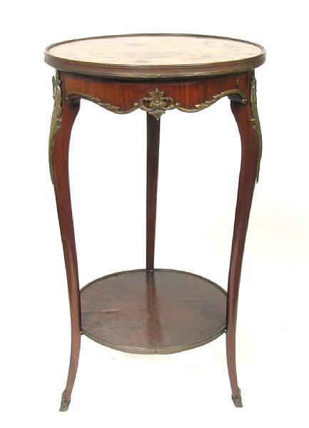 Appraisal: A Louis XV style mahogany bronze mounted two tier occasional