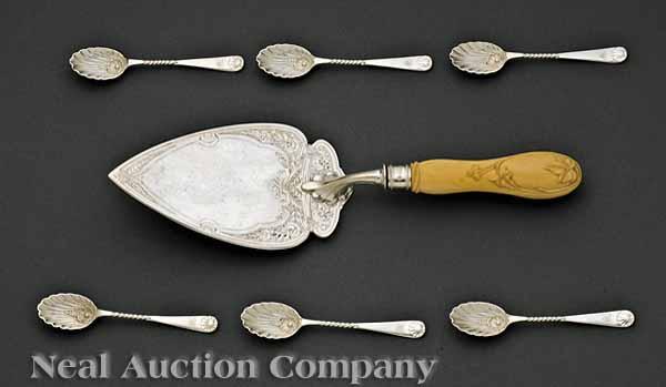 Appraisal: A Victorian Sterling Silver and Carved Bone Serving Trowel Walker