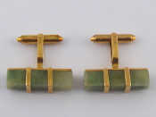 Appraisal: A pair of yellow metal tests carat gold hardstone cufflinks